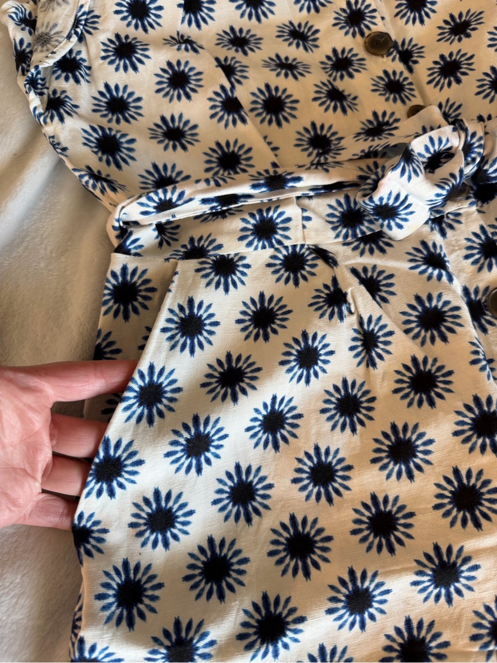 LOFT White Dress with Navy Floral Burst Print - Picture 6 of 12